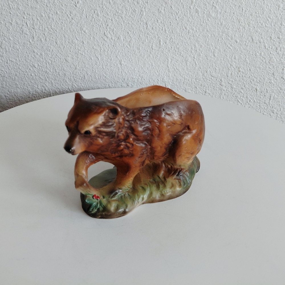 #MC Napcoware National Pottery Japan Porcelain Brown Bear Planter.